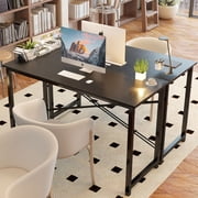 EDX Modern 55 in Simple Computer Desk with Storage Bag and Iron Hook, Black