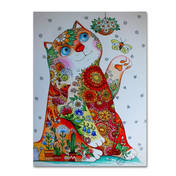 Trademark Fine Art 'Bucolic Cat' Canvas Art by Oxana Ziaka