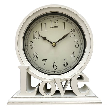 Gieenan Modern Quiet Mantels Clock Retro Love Letter Desk Clock No Ticking Battery Operated Clock for Professional and Students