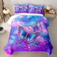 thumbnail image 2 of Homewish Dreamy Butterfly Quilt King For Girls,Purple Galaxy King Coverlet Set,3pcs, 2 of 7