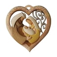thumbnail image 1 of Adorno de madera de la Sagrada Familia, 16 x 16 x 1 cm, en forma de corazón, para colgar en el árbol de Navidad, regalo de bautizo, 1 of 8