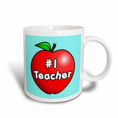 Ceramic Red Apple - 3dRose Number One Teacher Red Apple Design, Ceramic Mug, 11-ounce