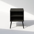 thumbnail image 3 of Furinno Claude Mid Century Style Nightstand with Wood Legs, Espresso, 3 of 6