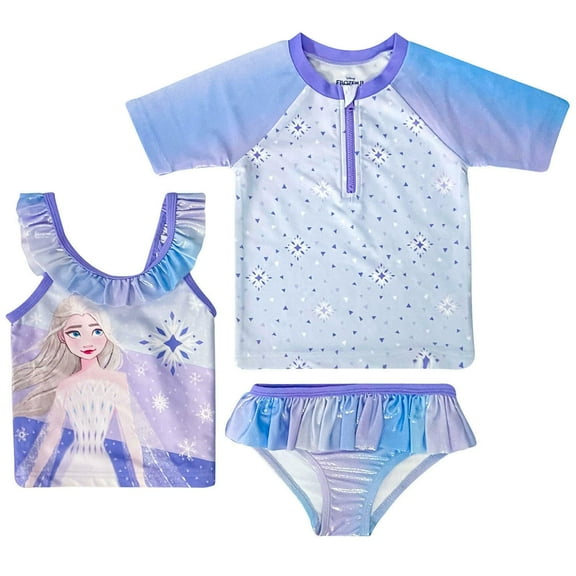 Licensed Girl’s 3pc Swimwear Set In Frozen, 2T