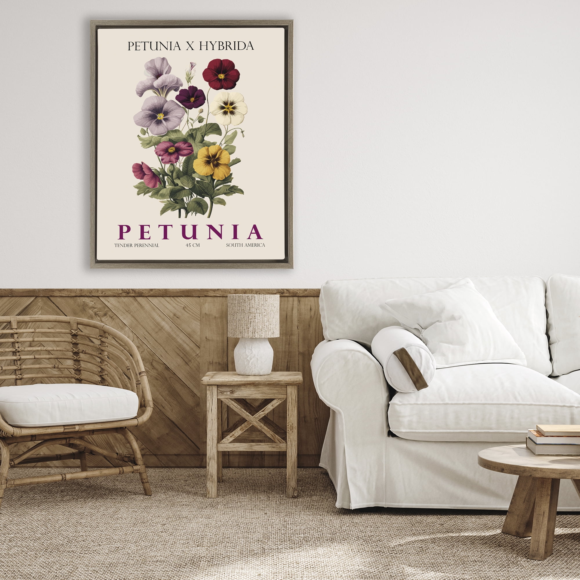 Stupell Industries Natural Petunia Bundle Brown Framed Floater Canvas Wall Art, design by Christopher Giampietro