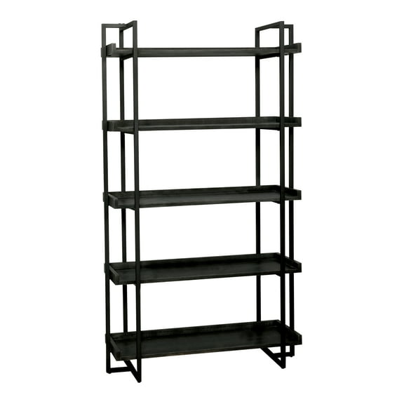 Furniture of America 15.38" W x 40.5" D x 72" H 5-Shelf Freestanding Shelves, Distressed Black