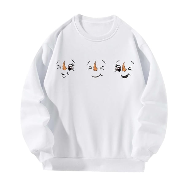Sudadera para Mujer Manga Larga Suelta Jersey Sudadera Moda Blanco S Yuyangstore Sudadera con cuello redondo para mujer