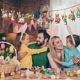 thumbnail image 4 of Binwennn Retro Easter Wooden Decorations Rabbit Wooden Hollow Rural Farmhouse Easter Home Decorations Suitable For Tree Family Party Decoration Hand Painted Stained Glass Window Hanging Decorated, 4 of 4