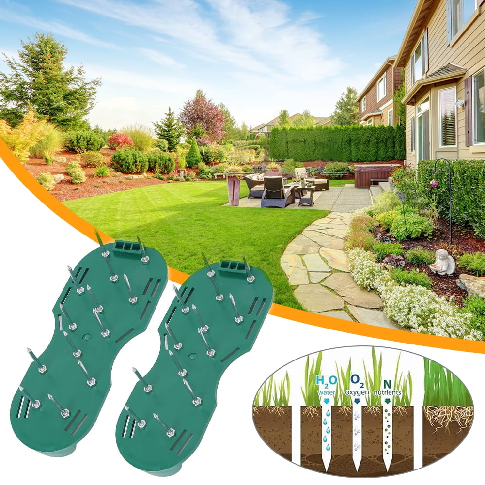 golytefs Lawn Aerator Shoes Aerator Spiked Sandals with Adjustable Strap Gardening Aerator Sandals Anti-slip for Aerating Lawn Soil