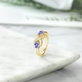thumbnail image 4 of Gem Stone King 18K Yellow Gold Plated Silver Blue Tanzanite and Created Sapphire Infinity Love Knot Ring for Women | 1.01 Cttw | Oval 6X4MM | Gemstone Birthstone | Jewelry Gifts for Mom Wife | Size 5, 4 of 5