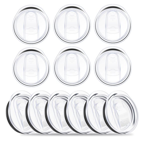 Austok 12 Pcs Skinny Replacement Lids 20 oz Tumbler Replacement Lids Spill Proof Splash Resistant Tumbler Lids Clear Plastic Cup Covers for 2.7 Inches Mouth Stainless Steel Tumblers
