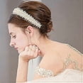 thumbnail image 4 of Pearl Headbands For Women White Bling Faux Pearl Rhinestones Hairbands Bridal Hair Hoop, 4 of 5