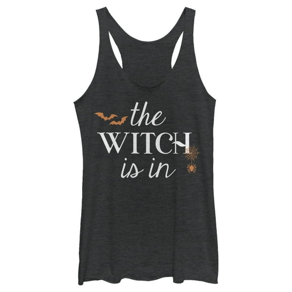 Women's Lost Gods Halloween The Witch Is In Racerback Tank Top Black Heather Medium