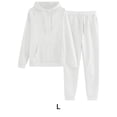 thumbnail image 2 of Sonducket El chándal con capucha de los deportes del poliéster para las mujeres cómodas y elegantes suda las sudaderas con capucha del conjuntos de ropa blanco+L, 2 of 6