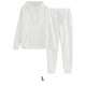 thumbnail image 2 of Sonducket El chándal con capucha de los deportes del poliéster para las mujeres cómodas y elegantes suda las sudaderas con capucha del conjuntos de ropa blanco+L, 2 of 6