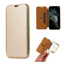 Allytech Case for iPhone 13 Pro Max 6.7 inch 2021, Flip Folio Stand Case PU Leather Soft Clear TPU Bumper Anti-Scratch Shockproof Anti-Drop Card Holder Slot Cover Case for iPhone 13 Pro Max, Gold