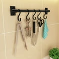 thumbnail image 1 of Negro 30 cm; con 8 ganchos estante colgante para cocina con ganchos soporte montado en la pared espacio de aluminio barra única estante de almacenamiento fácil, 1 of 1