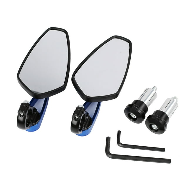 Unique Bargains Universel Noir Bleu Moto 7/8 'handle Bar Côté Rétroviseurs Paire