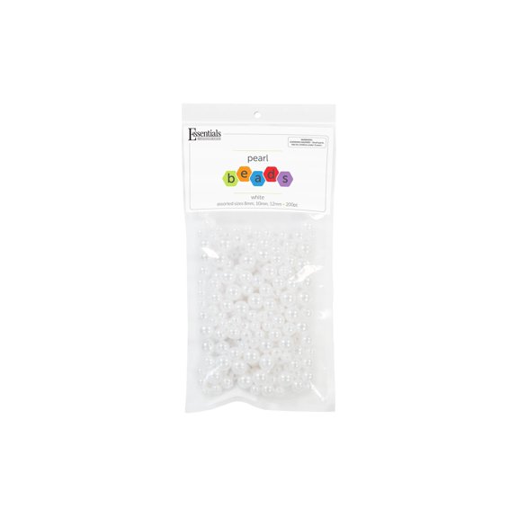 EBL Pearls Plastic Assorted Beads 8/10/12mm White 200pc – Pearl Beads for Crafting, Jewelry Making, DIY Accessories, Wedding Décor, Art Projects, and Handmade Gifts