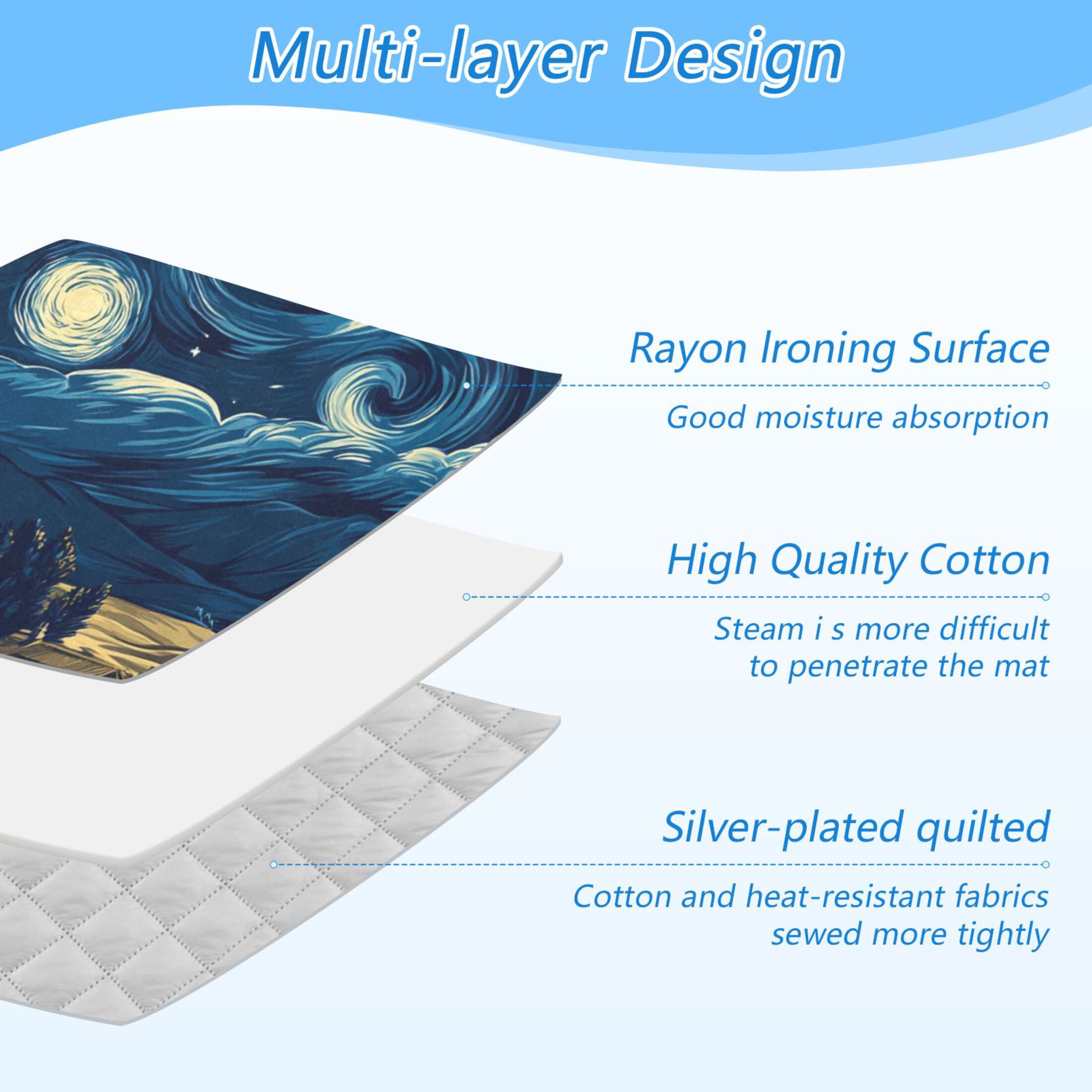 Night Sky over Fields Ironing Mat Blanket for Table Top Travel Portable Ironing Board Pad 47.2x27.6 Inch