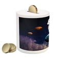 thumbnail image 2 of Outer Space Piggy Bank, Astronaut in the Outer Space the Planets Globe Satellite Energy Eternity Theme, Ceramic Coin Bank Money Box for Cash Saving, 3.6" X 3.2", Multicolor, by Ambesonne, 2 of 4