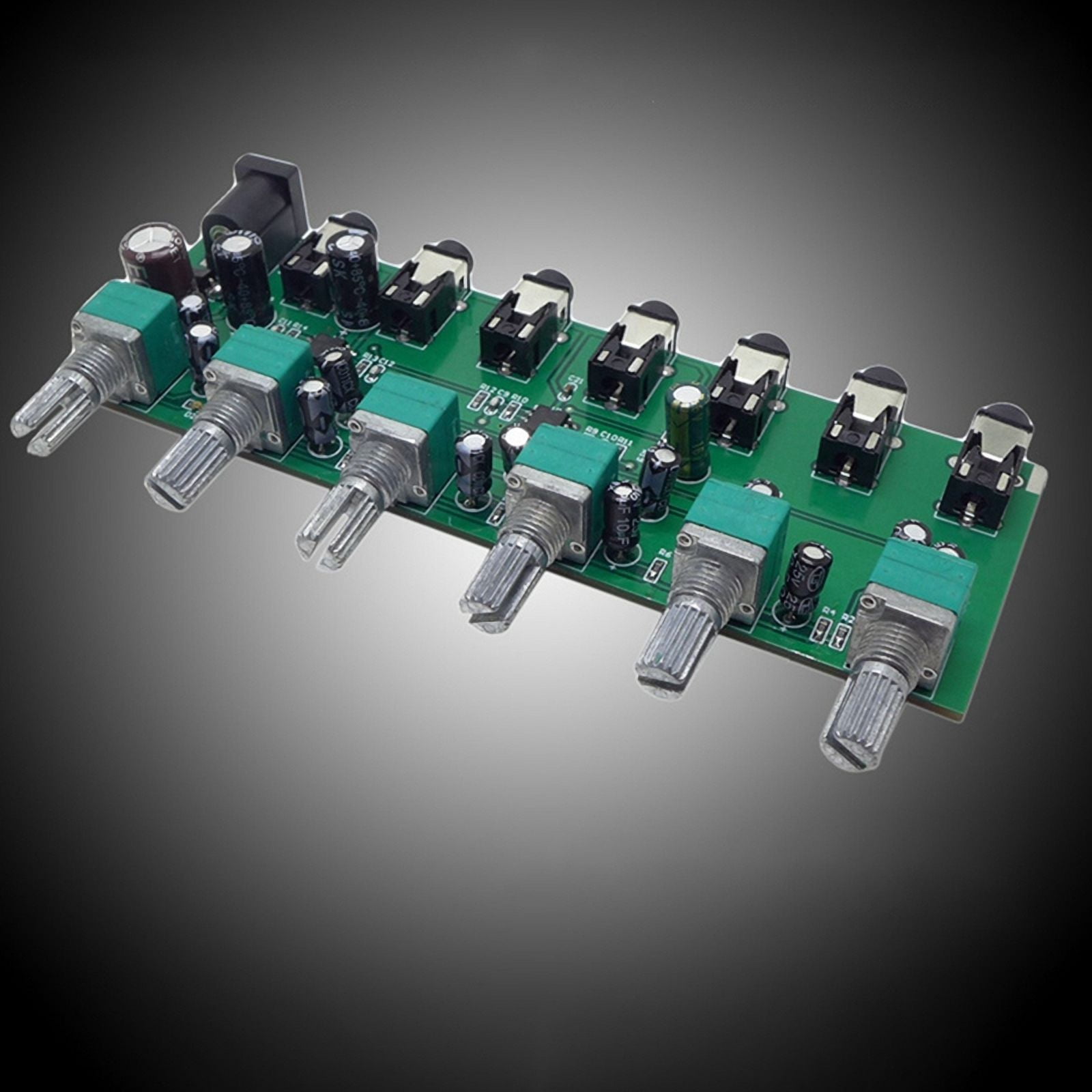 2X 6 Ways Stereo Mixer Audio Distributor Mixing Board with  Volume Control DC5-24V 1PC 6 Inputs 1 Output