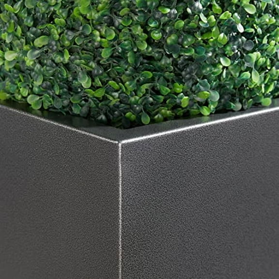 Metallic Heavy Tall Outdoor/Indoor Planter Box, Seamless Metal Planter, Rectangular, 14”Lx14”Wx30”H, ‎35 Pounds, Dark Gray, No Assembly, 1 Pack