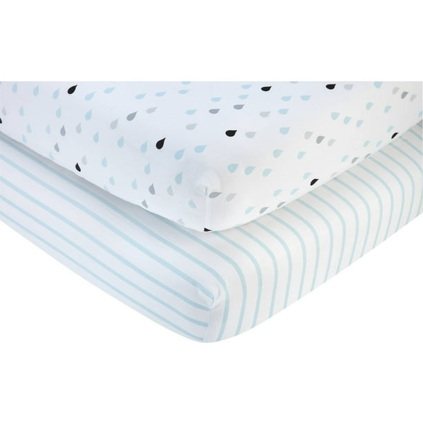Little Love by Nojo Happy Clouds Crib Sheet, 2 Pack