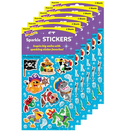 UPC: 0194629033737 | TREND Fish Pirates & Crew Sparkle Stickers 32 Per Pack 6 Packs
