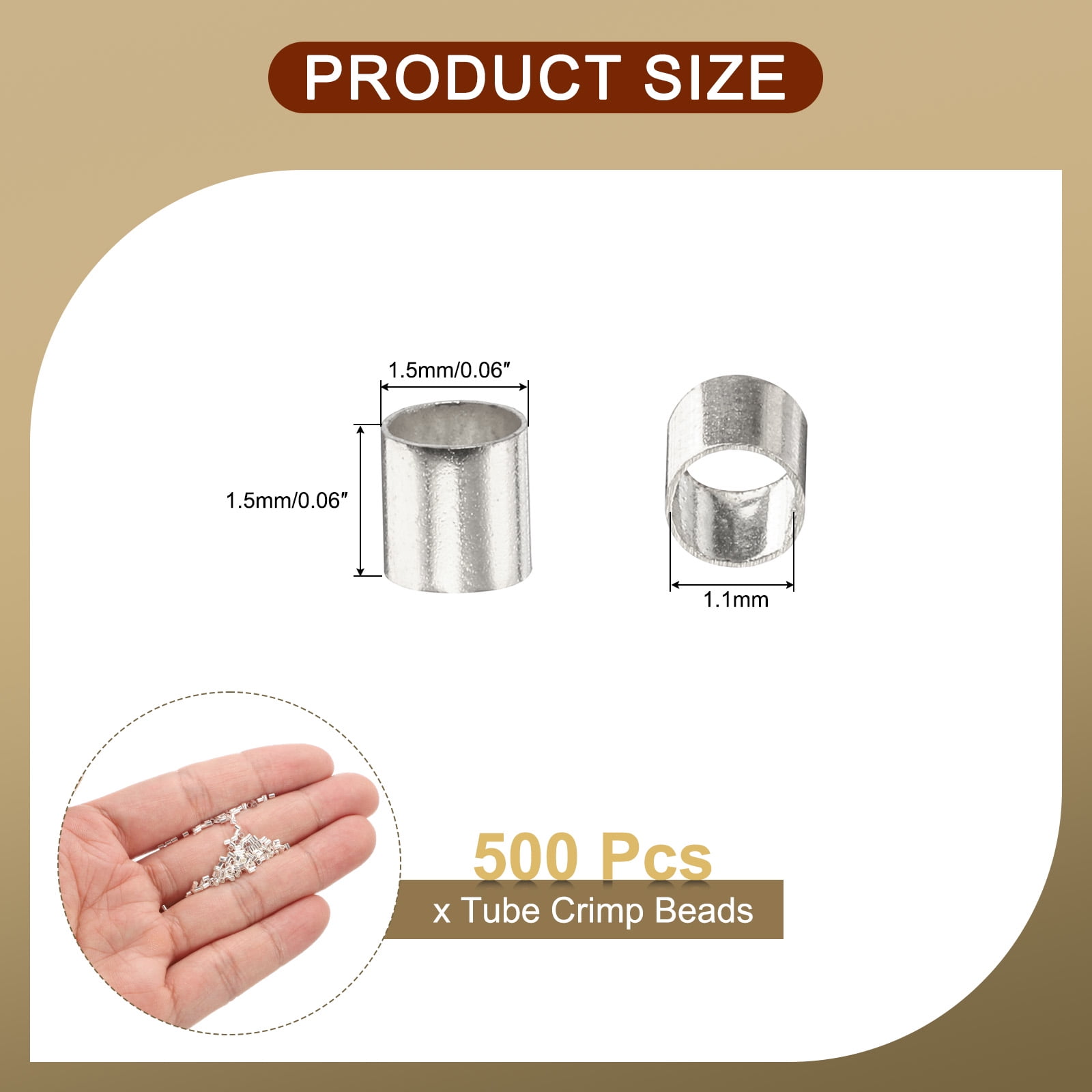 Unique Bargains Copper Crimp Beads End Stopper for DIY Crafts 0.06" x 0.06" Silver