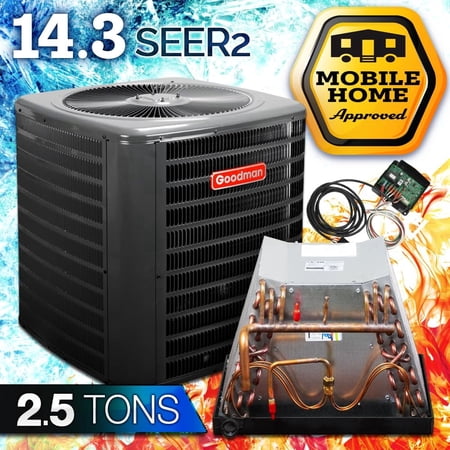 Goodman 2.5 Ton 13.4+ SEER2 Central Heat Pump with Mobile Home Coil System - GLZS4BA30