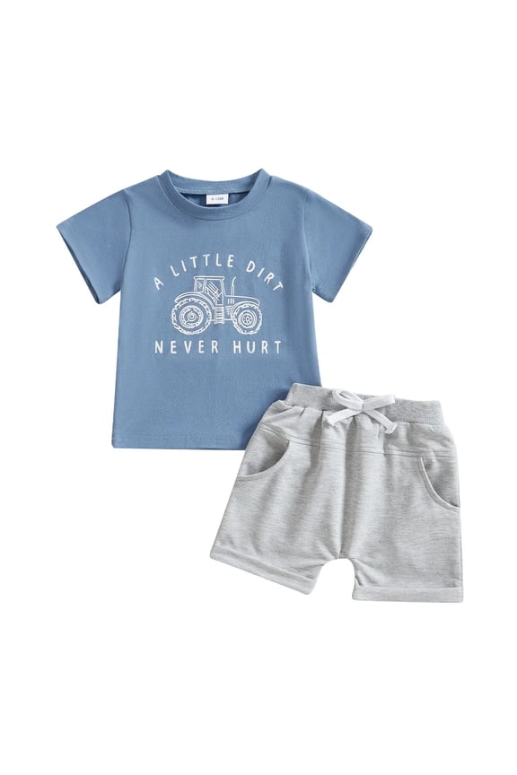 Toddler Boy Cotton Summer Short Sleeve T-Shirt and Short Set Short Sets for Boys 0-4 Years,2-3 Years