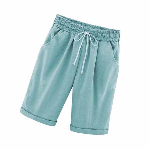 Qarigey Pantalones cortos Cintura elástica Pantalones cortos sueltos Pantalones Cintura elástica Sueltos Trajes de verano para mujer Prendas para la parte inferior del cuerpo Verde claro 5XL Qarigey AP002089-47