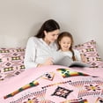 thumbnail image 4 of jejeloiu Classic Tribal Twin Comforter Sets For Girls,Traditional Print Bedding Set,Green Multicolor,Pink Reversible,2pcs,1 Comforter and 1 Pillowcase, 4 of 7