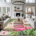 thumbnail image 3 of Summer Flamingo Area Rugs 6'x9', Washable Small Throw Rugs for Kitchen Dining room, Tropical Plants Botanical Floral Rustic Indoor Outdoor Rug Non-Slip Low Pile Carpet Runner Reversible Floor Mats, 3 of 8