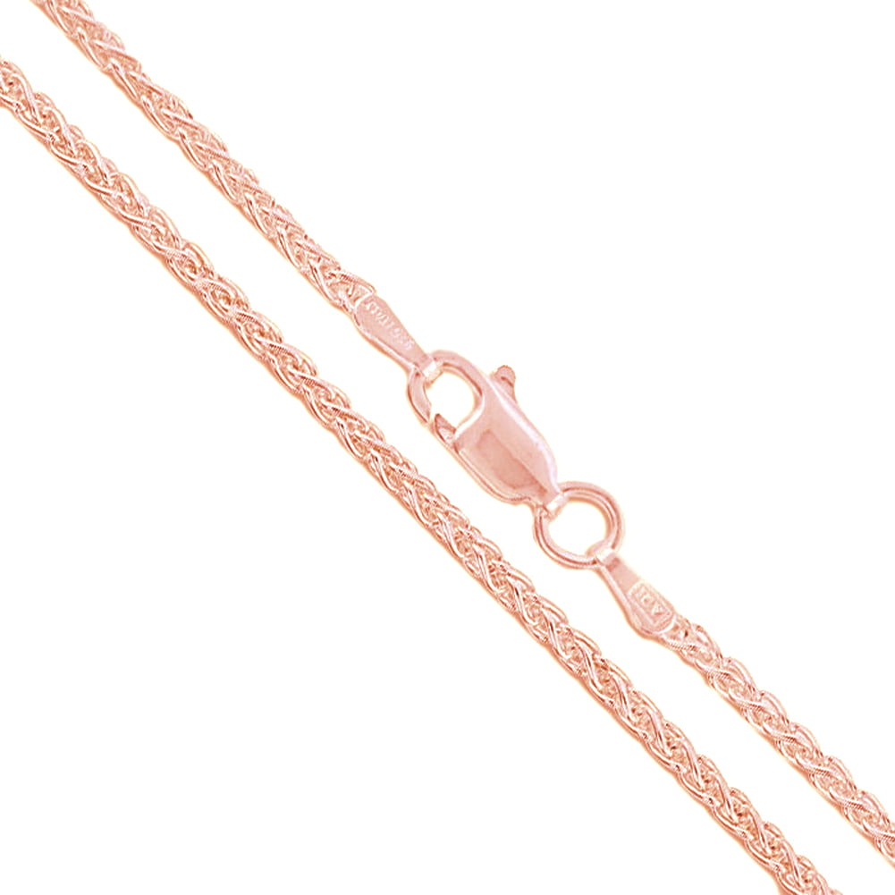 18Kt 18K Rose Pink 16 18 1.3mm Solid Gold Wheat Necklace Chain Lobster