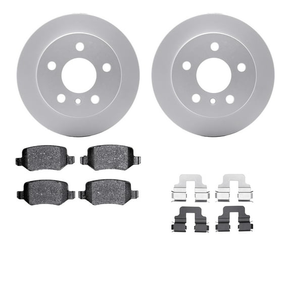 Dynamic Friction Company Rear Geospec Brake Rotors with 5000 Advanced Brake Pads includes Hardware 4512-63188