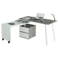 thumbnail image 2 of Techni Mobili Home Office Desk, L-Shaped to Multi-Positional Inline, with Drawers and Casters, White/Gray RTA-2336-GRY, 2 of 18