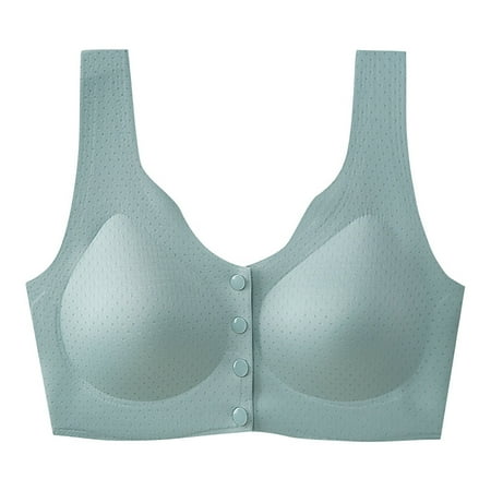 TrendVibe365 Full Coverage Bras for Women Plus Size Wirefree Push up Bralette Padded Snap Front Closure Wide Strap Corset Full Coverage Crop Tank Top Comfortable Shapewear Blue 3XL
