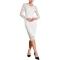 thumbnail image 2 of VESTIDO MIDI DE ENCAJE FLORAL CON MANGAS LARGAS TRANSPARENTES Y ESCOTE EN V DE INSPIRE CHIC L Blanco, 2 of 5