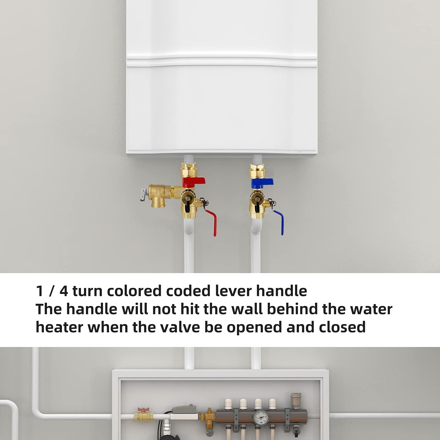 KYascend 3/4-Inch IPS Isolator Tankless Water Heater Service Valve Kit, with Pressure Relief Valve, CSA Listed,  Clean Brass & NPT Thread