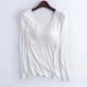 thumbnail image 1 of Pijama de manga larga para mujer, ropa de casa de color con almohadillas para el pecho, camiseta de manga larga, cómoda base para uso externo, pijama de modal de cuello redondo para mujer., 1 of 3