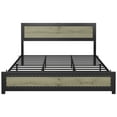 thumbnail image 4 of FOLDLIFE King Size Bed Frame with Headboard, Industrial Platform Bed Frame with Charge Station, No Box Spring Needed, Easy to Assemble, Wooden Mattress Foundation,Washed gray., 4 of 10