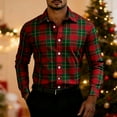 thumbnail image 4 of NTACZA 3D Shirts for Men Christmas Ugly Button Down Shirts Casual Plaid Men Long Sleeve Dress Shirt L, 4 of 5