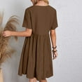 thumbnail image 5 of snilers Summer Dresses for Women Vacation Short Sleeve V Neck Loose Dress A-Line T Shirt Dress Pleated Swing Beach Sundresses, 5 of 9