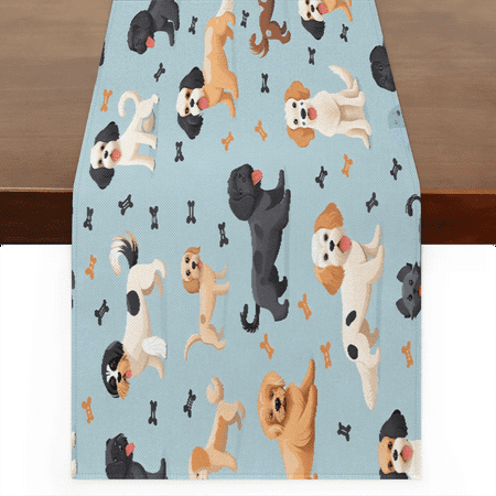 

Qzaxky Table Runner Boho Table Runner Cute Dogs Puppy Animals Bohemian Boho Outdoor Table Runner Decoration for Indoor Outdoor Home Dinner Party Wedding Decor 13 x 72 Inch