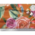 thumbnail image 3 of Soimoi Moss Tissu Georgette Feuilles & Fleurs de Rose Imprimés au Mètre 42 Pouces de Large, 3 of 3