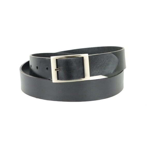 1-1/4 in. US Steer Hide Leather Men's Dress Belt with Brushed Nickel Finish Mid Bar Buckle