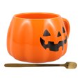 thumbnail image 2 of FELTECHELECTR 1 juego de taza de calabaza para Halloween, taza de agua con asa, taza de café de cerámica, taza de té con cuchara, 2 of 5