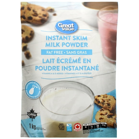 Lait écrémé en poudre instantané Great Value 1 kg